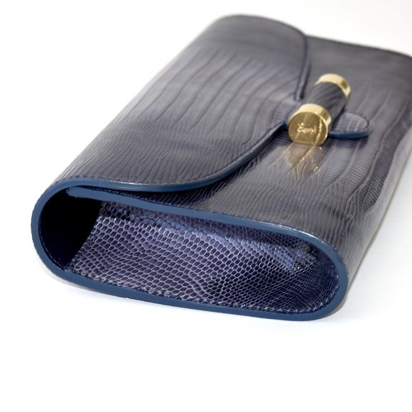 YVES SAINT LAURENT EXOTIC LIZARD CLUTCH HANDBAG - Picture 8 of 16